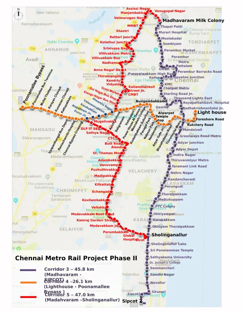 Chennai Metro Phase 2 - OMR Map - Apartments for sale in Siruseri